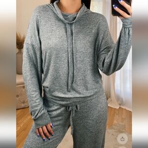 Mono B Heathered Gray Cowl Neck Sweater